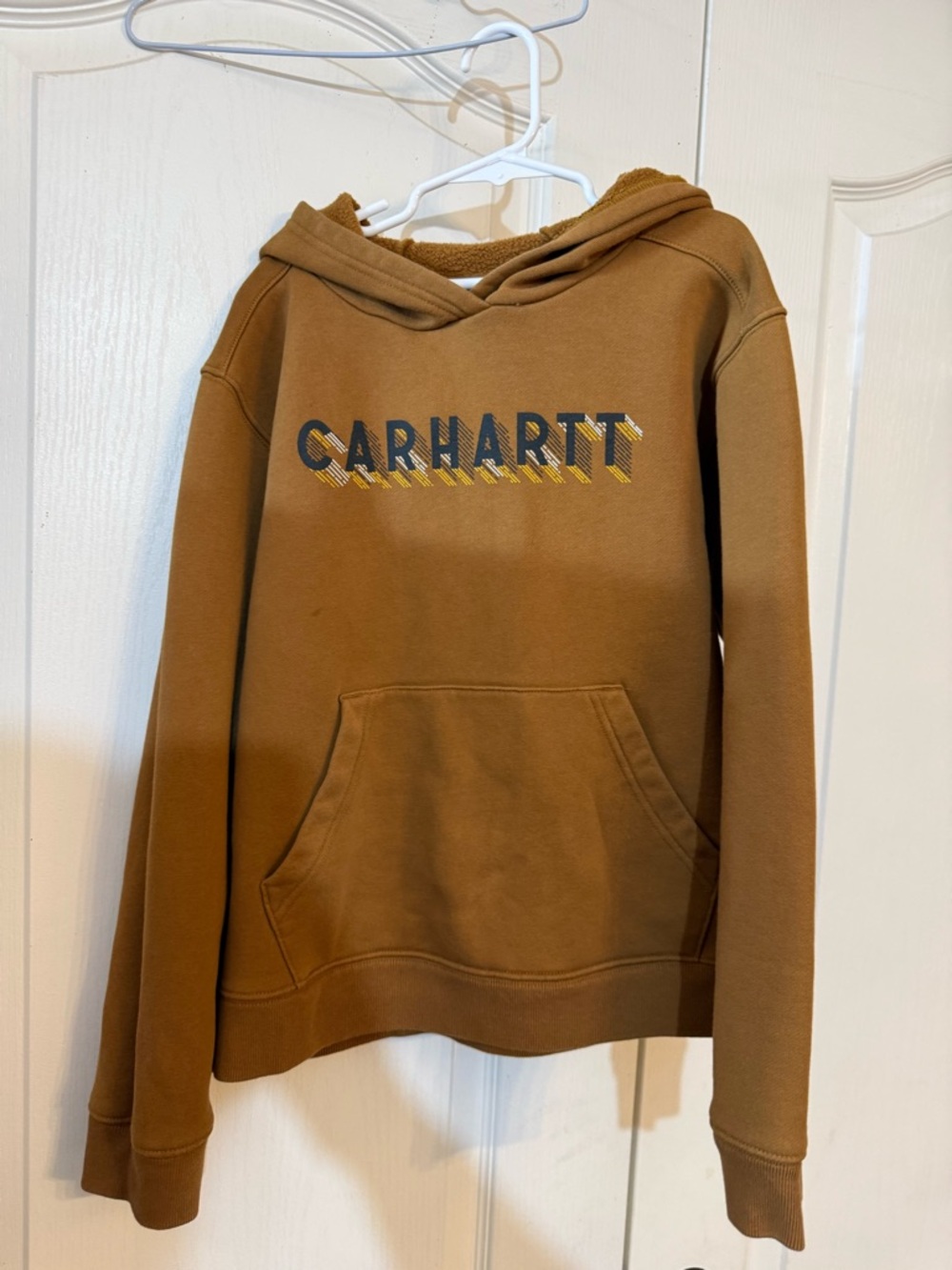 Carhartt Tan/Brown Hooded Sweatshirt with Label